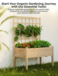 Aiuola rialzata Garvee con traliccio, in legno, resistente alle intemperie, grande, per balcone e giardino, ergonomica