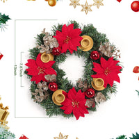 Ghirlanda natalizia Garvee da 13 pollici con portacandele per la decorazione esterna di porte e finestre, rossa