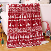 Coperta natalizia Garvee in flanella Sherpa 50x60 rossa - Calda, reversibile, morbida, resistente - Perfetta per divano e campeggio