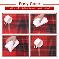Tovaglia natalizia Garvee rossa impermeabile a quadri 137x228 cm, lavabile e antipolvere, per la decorazione festiva della cucina