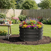 Aiuola rialzata Garvee, in metallo, 107x20 cm, rotonda, senza fondo, in acciaio zincato, antiruggine, per giardino, verdure, fiori, ecologica