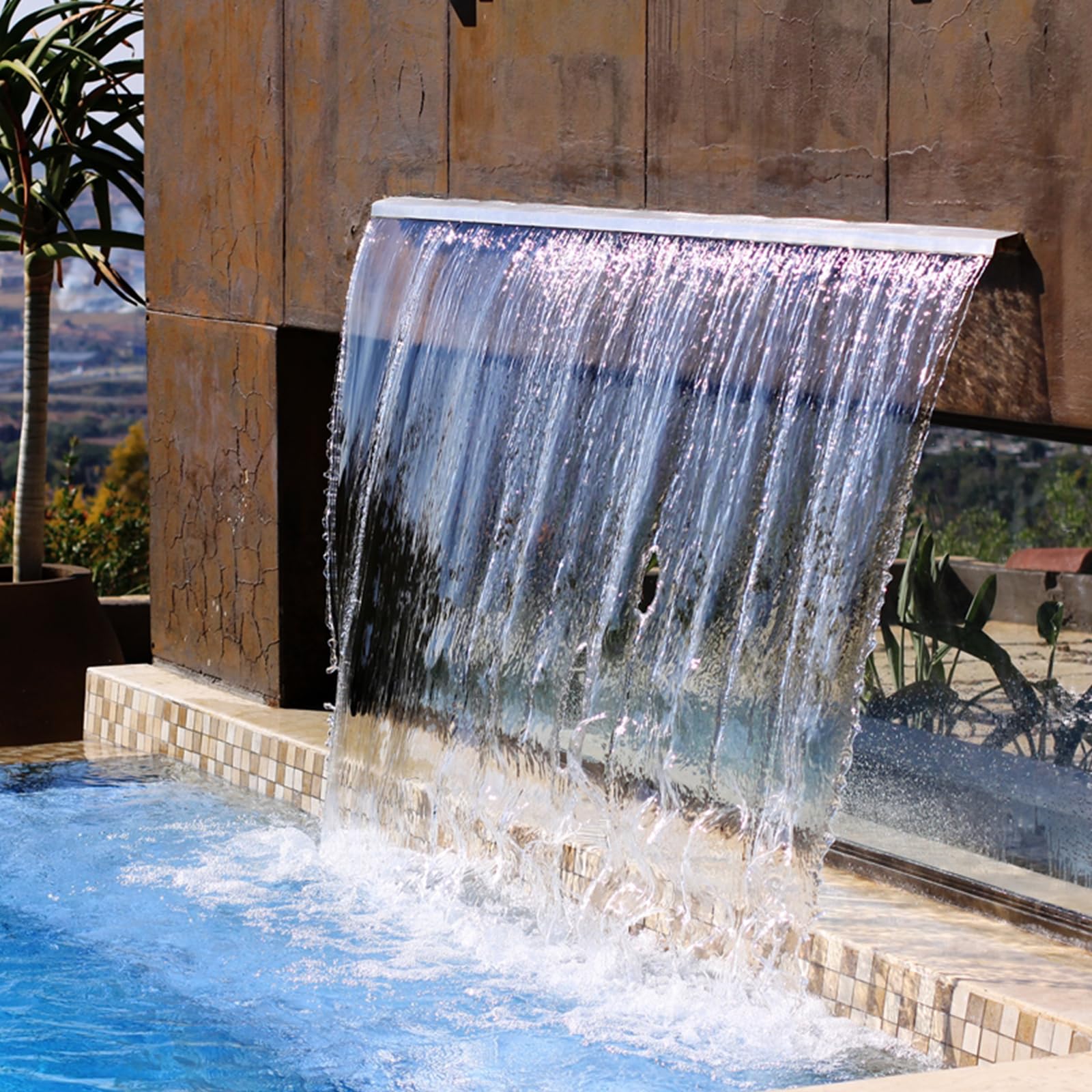 Fontana per piscina Garvee in acciaio inox con cascata, 45 x 11,4 x 8 cm, antiruggine, per giardino e piscina