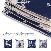 Garvee Taies d'Oreiller Federe per cuscini natalizi da 4 pezzi, 45x45 cm, in poliestere, morbide e traspiranti, per uso interno ed esterno, multicolore