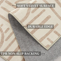 Tappeto a pelo corto Garvee 160x230 beige per soggiorno camera da letto lavabile antiscivolo morbido