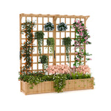 Fioriera in legno a due livelli Garvee con traliccio, tetto e fori di drenaggio per giardino e balcone, 63" H, legno di abete rosso