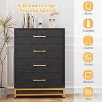 Cassettiera Garvee nera a 4 cassetti con maniglie in metallo per camera da letto, ufficio, soggiorno, 23.9"x15.8"x36.2", design moderno in legno