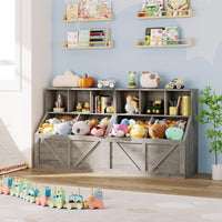 Libreria per bambini e contenitore per giocattoli Garvee, multifunzionale con protezione antiribaltamento per sale giochi e camerette, 35,4'' grigio