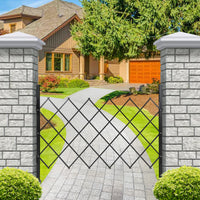 Cancello di sicurezza pieghevole singolo Garvee 71"x61" in acciaio con rulli a 360° blocco per cortile e garage nero
