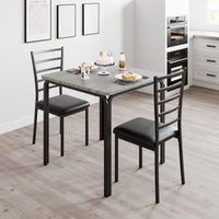 Set da pranzo Garvee da 3 pezzi con 2 sedie imbottite per piccoli spazi, cucina e ufficio, tavolo da cucina quadrato in rovere, robusto e salvaspazio