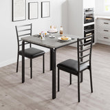 Garvee Set Tavolo da Pranzo Quadrato per 2, Design Salvaspazio, Struttura Robusta, Dimensioni Compatte, Colore Neutro, Ideale per Cucina e Monolocali - Grey