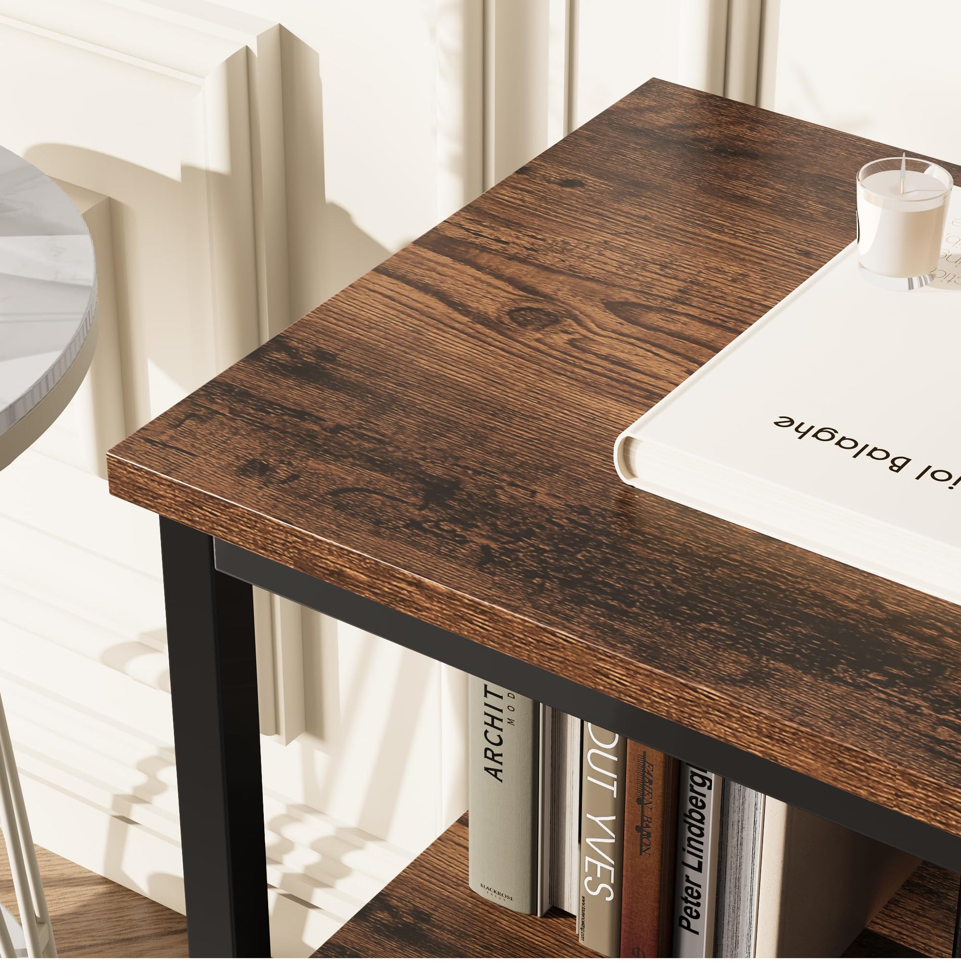 Mobile porta TV Garvee da 50 pollici, stile cassettiera compatta con 2 cassetti, legno marrone/nero retrò per soggiorno e camera da letto