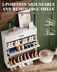 Scarpiera stretta Garvee con 3 cassetti e ripiani regolabili per corridoio e soggiorno, in legno MDF, antiribaltamento, moderna, colore naturale