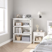 Libreria in legno Garvee Triple Wide a 4 ripiani, bianca, per soggiorno, 40" H x 31,5" W x 12,2" D, robusta, stile industriale