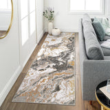 Garvee Tappeto Lavabile Marmo Design - Moderno, Antiscivolo, Morbido - Poliestere Resistente, Soggiorno Camera Ingresso, Multicolore - Cenere
