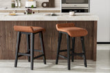 Set Garvee 2 Sgabelli da Bar 66,5 cm Moderni Rivestiti Gambe in Legno Cucina Sala da Pranzo Altezza Contatore - Brown