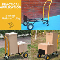 Carrello a Mano Pieghevole 2 in 1 Garvee Max 600 libbre per Festa del Papà - Piattaforma Metallica, Pneumatici Industriali, Manico Telescopico, Ideale per Magazzino e Giardino