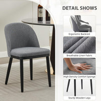 Garvee Set di 2 sedie da pranzo imbottite in tessuto moderno, sedie da cucina con cuscini spessi, gambe in legno, schienale curvo, grigio per ristorante e bar