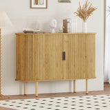 Garvee Mobile Buffet Credenza 120 cm Design Moderno Anni '50 con Curve Ante Scorrevoli Finitura Rovere per Cucina e Ingresso