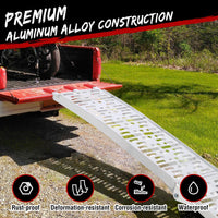 Rampa per moto Garvee da 750 libbre, pieghevole in alluminio antiscivolo con cinghie di sicurezza per pick-up, rimorchio, ATV, motocicletta, giardinaggio, 89x11 pollici, argento