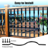 Balaustre per terrazze GARVEE, confezione da 50 balaustre in alluminio per terrazze, balaustre ad arco ondulato da 32,25"x1" con viti, balaustre per terrazze per scale, ringhiere per terrazze e scale, nero opaco