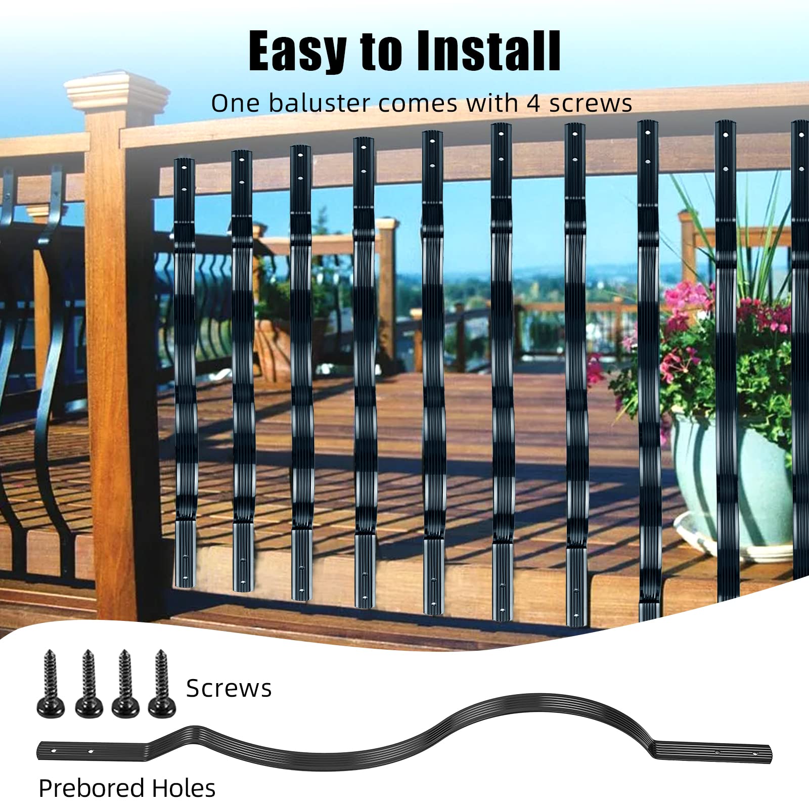 Montanti per ringhiere in alluminio Garvee - Nero opaco, perfetti per terrazze e scale, robusti e durevoli