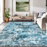 Garvee Tappeto Lavabile Moderno Astratto Antiscivolo Resistente Morbido Pelo Corto Polipropilene Blu 160x230cm Soggiorno Camera