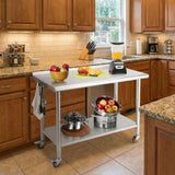 Garvee Tavolo da Lavoro in Acciaio Inox 91x61 cm con Ruote, Portaborse Rimovibile, Scaffali Regolabili, Cucina e Magazzino, Acciaio Resistente