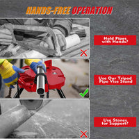 Supporto Morsa a Catena per Tubi Garvee con Treppiede - Gambe Acciaio Robusto, Pieghevole per Taglio e Filettatura 1/8-6" | Ideale per Festa del Papà