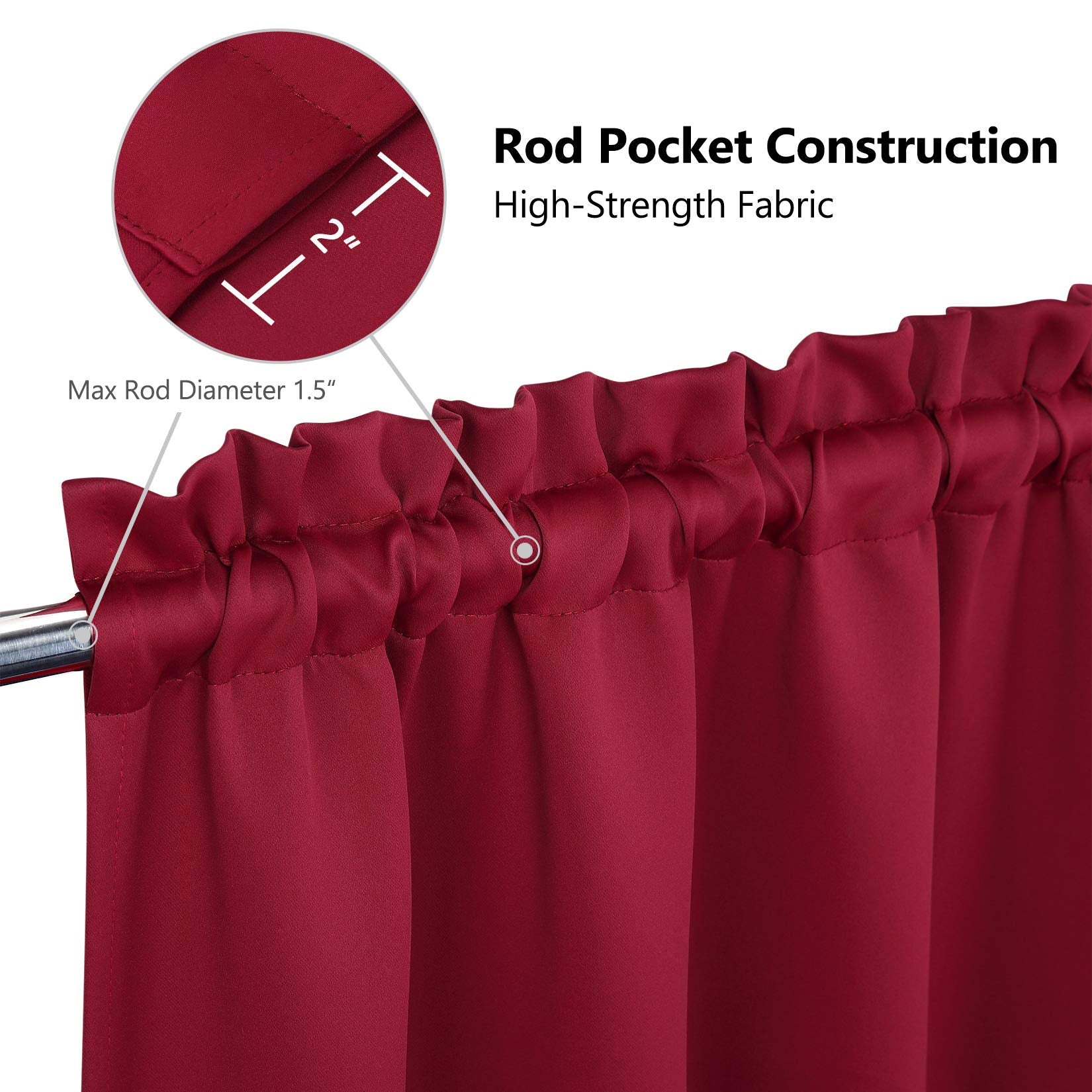 Tende oscuranti Garvee, 2 pezzi, 26x45 pollici, rosse, per soggiorno, cucina, camera da letto, termoisolanti