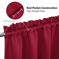 Tende oscuranti Garvee, 2 pezzi, per finestre, soggiorno, cucina, camera da letto, termoisolanti, rosse, 26 x 30 pollici