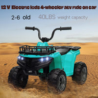 Quad elettrico Garvee 12V per bambini dai 2 ai 5 anni, auto giocattolo elettrica ATV con luci a LED, musica, design antiurto, giocattolo robusto per esterni, controllo sicuro della velocità, batteria da 12V