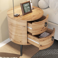 Tavolino rotondo Garvee con cassetti, pianoforte in legno, viola in metallo, per soggiorno e camera da letto, 18.5'' rotondo, design moderno