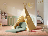Divano per bambini Garvee, poltrona Sherpa reversibile con fodera lavabile, design a corona per sala giochi e cameretta dei bambini, leggero, comodo e pieghevole.