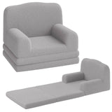 Divano per bambini Garvee 2 in 1 convertibile con elevato comfort, schiuma, morbido Sherpa, antiscivolo, grigio per sala giochi, leggero e sicuro - grigio