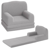 Divano per bambini Garvee 2 in 1 convertibile con elevato comfort, schiuma, morbido Sherpa, antiscivolo, grigio per sala giochi, leggero e sicuro