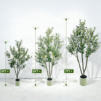 Albero di ulivo artificiale Garvee da 5 piedi con vaso bianco, pianta di seta realistica, rami regolabili per decorazioni interne ed esterne, tronco in legno naturale, verde scuro