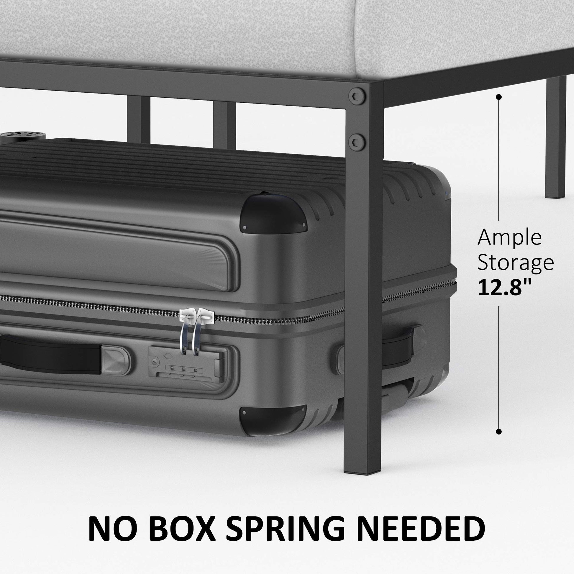 Garvee Letto matrimoniale in metallo con struttura a doghe in acciaio resistente per camera da letto, 14 pollici, metallo nero