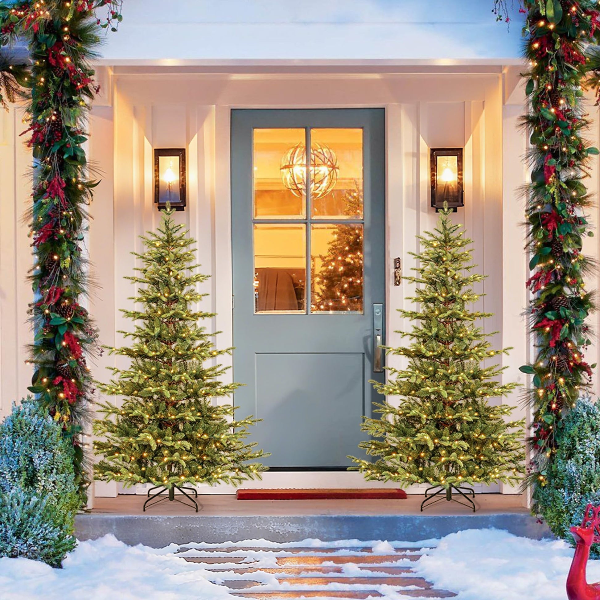 Albero di Natale artificiale Garvee da 152 cm in PE/PVC con illuminazione LED automatica per soggiorno standard e Natale in famiglia