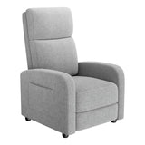 Garvee Poltrona Relax Manuale in Lino Grigio, Tessuto Traspirante, Schienale Alto, Cuscino Spesso, Reclinabile, Tasca Laterale per Soggiorno e Camera - F36-15 Light Gray