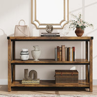 Tavolo da ingresso Garvee Farmhouse da 47" Tavolo consolle in legno a 3 livelli, robusto MDF, tavolo da soggiorno, corridoio, divano, marrone rustico