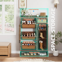 Scarpiera in rattan Garvee con 3 cassetti pieghevoli, ripiani regolabili per corridoio e ingresso, gambe in metallo MDF