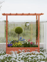 Garvee Letto Da Giardino Rialzato Con Traliccio, 114,3 cm Alto, Legno Solido, Canopy Sospeso, 4 Fori Drenaggio, Supporti Laterali, Ideale Per Piante Rampicanti E Ortaggi, Naturale - Marrone