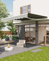 Garvee Gelenkarmmarkise 350x250 cm UV50+ Protezione Wasserabweisend Polyester Aluminium Gestell Manuelle Kurbel Terrasse Balkon