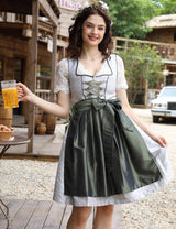 Garvee Dirndl da donna, abito tradizionale midi, set completo da 3 pezzi per l'Oktoberfest e le feste popolari, grigio, taglie 34-48