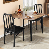 Set da pranzo Garvee per 2 persone con design smussato, sedie imbottite in PU, MDF e acciaio, compatto, ideale per piccoli spazi, 43,7x27,5x30,7 pollici, nero