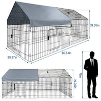 Pollaio in metallo Garvee Large – 218 × 101 × 101 cm, antiruggine, copertura impermeabile e chiusura sicura della porta per giardino e fattoria