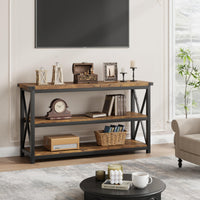 Tavolo consolle lungo Garvee, 3 ripiani con contenitore, stile industriale, legno MDF, robusto, antigraffio, marrone retrò, 47 pollici, per corridoio o soggiorno