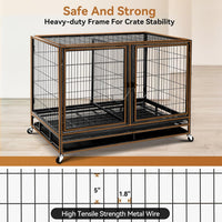 Garvee Trasportino per cani da 48 pollici con ruote, divisorio, robuste serrature, metallo, vassoio rimovibile per cani di piccola e grande taglia, per interni ed esterni, versatile, nero