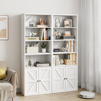Garvee Libreria Industriale 71.4" con Ante e Ripiani, Ampio Spazio, Porta Scorrevole, Bianco, Anti-Ribaltamento, Soggiorno/Ufficio
