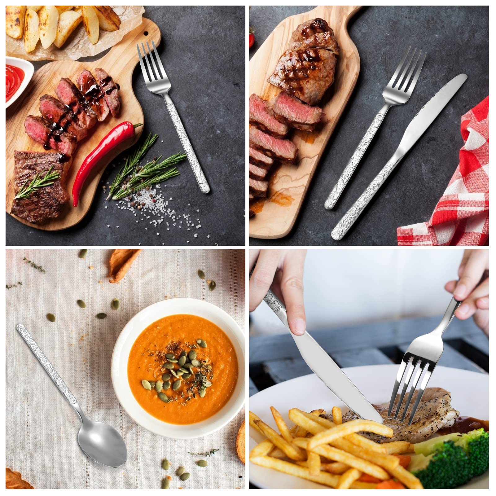 Set di posate Garvee da 30 pezzi in argento per 6 persone, acciaio inossidabile 18/10 di alta qualità, lavabile in lavastoviglie, manico decorato, resistente, per casa e ristorante, argento